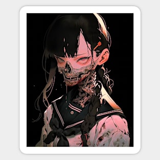 School girl anime skull Sticker